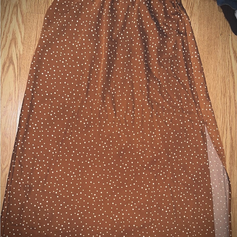 Target Rust Brown Polka Dot Maxi Skirt